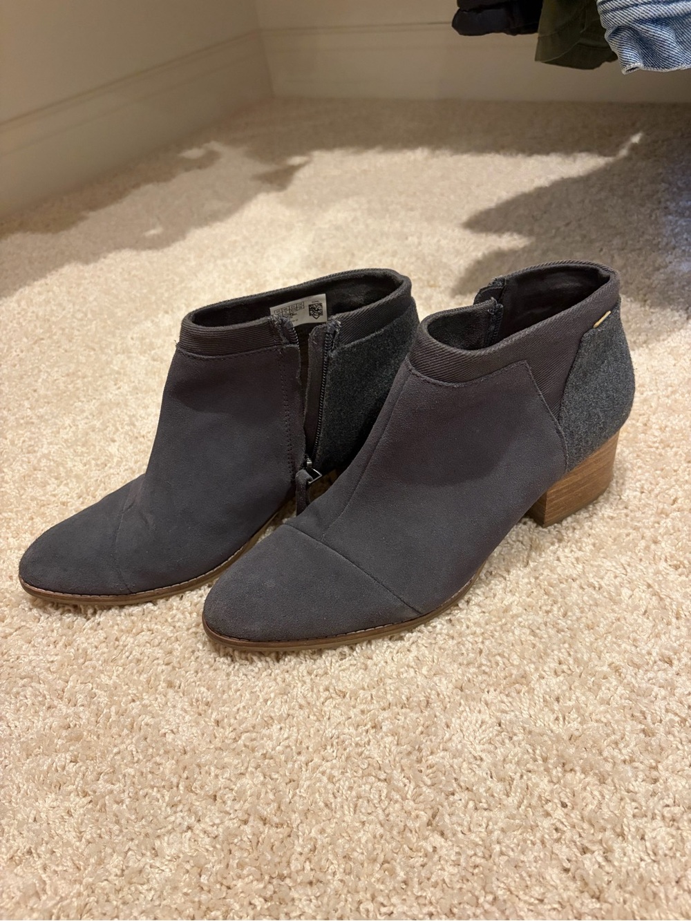 Toms Charcoal Gray Suede Ankle Booties
